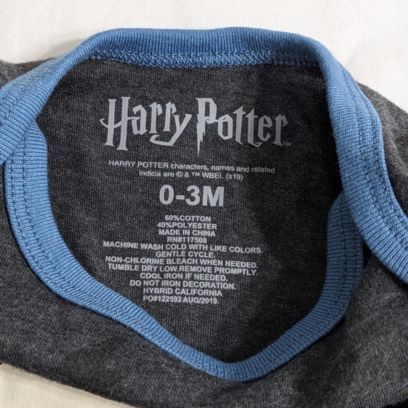 Harry Potter Baby Boy 3 Pack Long Sleeve Bodysuits, 0-3 Months,New With Tag - Picture 4 of 10